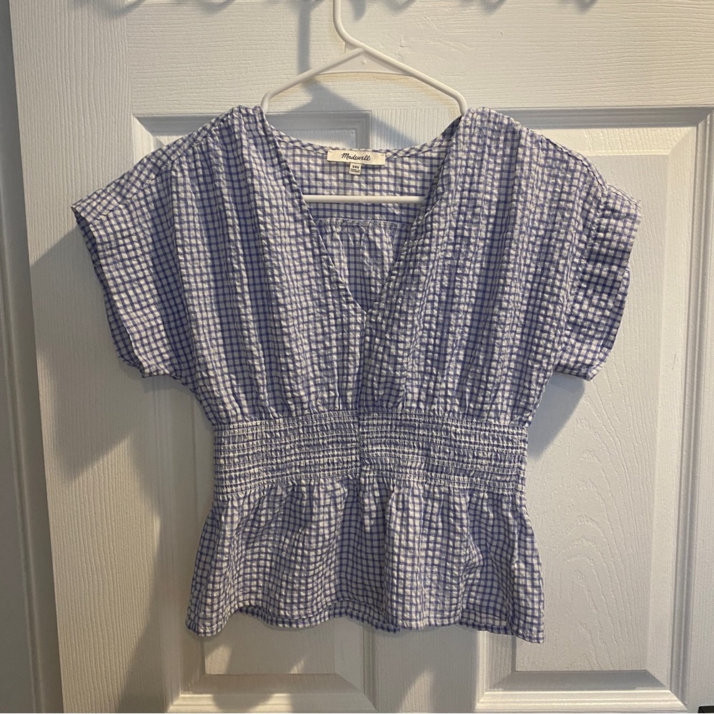 madewell • gingham style blouse